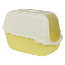 Extra Large Enclosed Cat Litter Tray Filter Box Hooded Large Scoop Toilet Potty | Yellow | 1