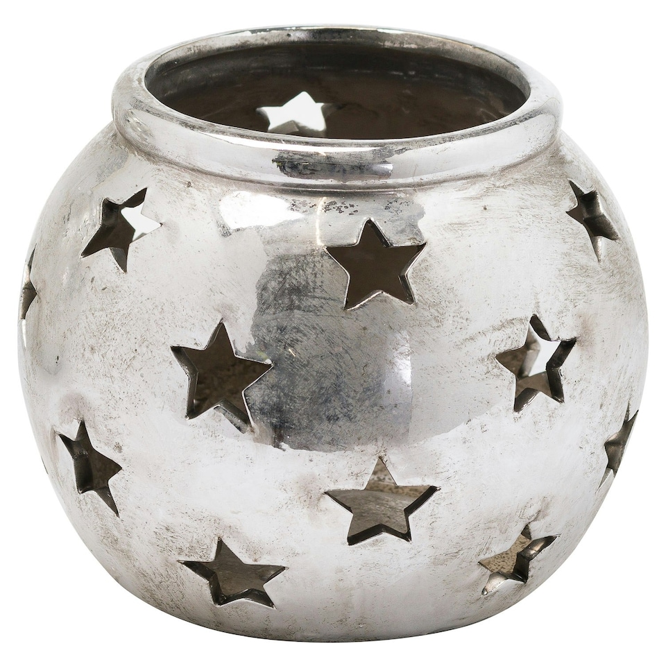 Hill Interiors Aspen Star Candle Lantern - Silver - 10cm x 14cm Silver
