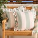 image 2 of OHS 2 x Stripe Garden Cushion Covers Outdoor Water Resistant | Multi | Sage/Cream