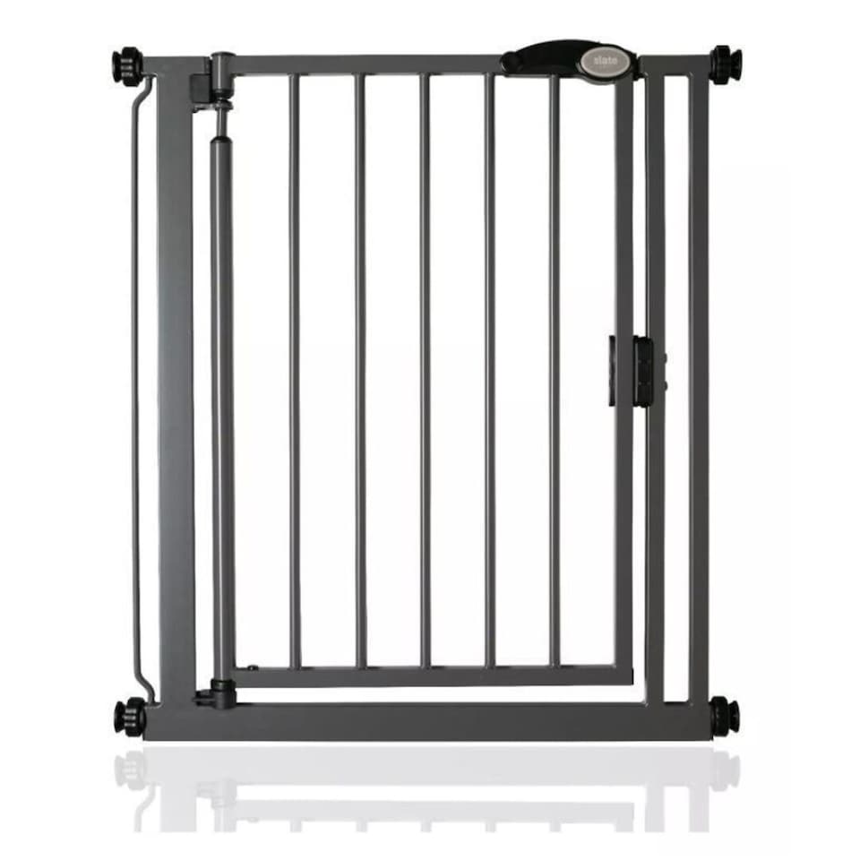 image 1 of Safetots Pressure Fit Self Closing Stair Gate, Narrow, 68.5cm - 75cm, Slate Grey, Auto Closing Baby Gate, Safety Barrier
