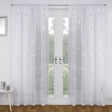 Birch White Metallic Tree Print Linen-Look Voile Panel - Pair 140 x 122cm (55x48")