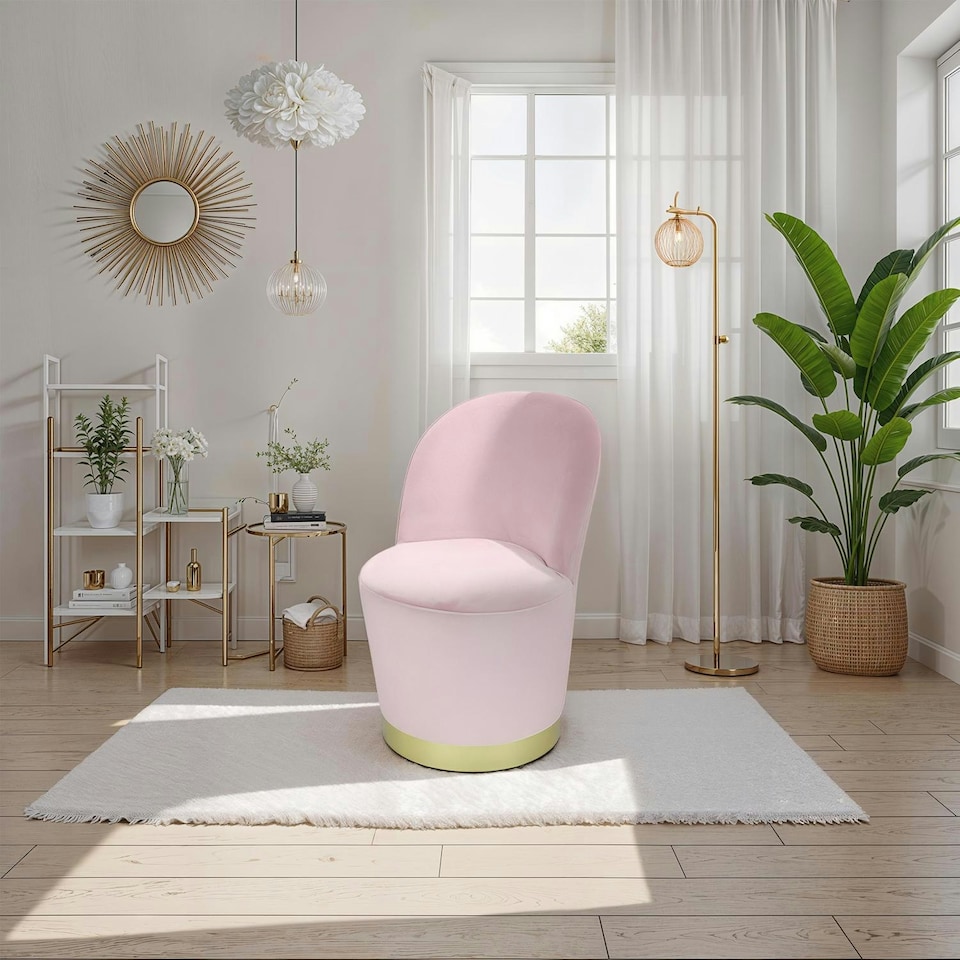image 1 of Loretta Barrel Chair Dusty Pink Velvet Lightweight Accent Chair Pink