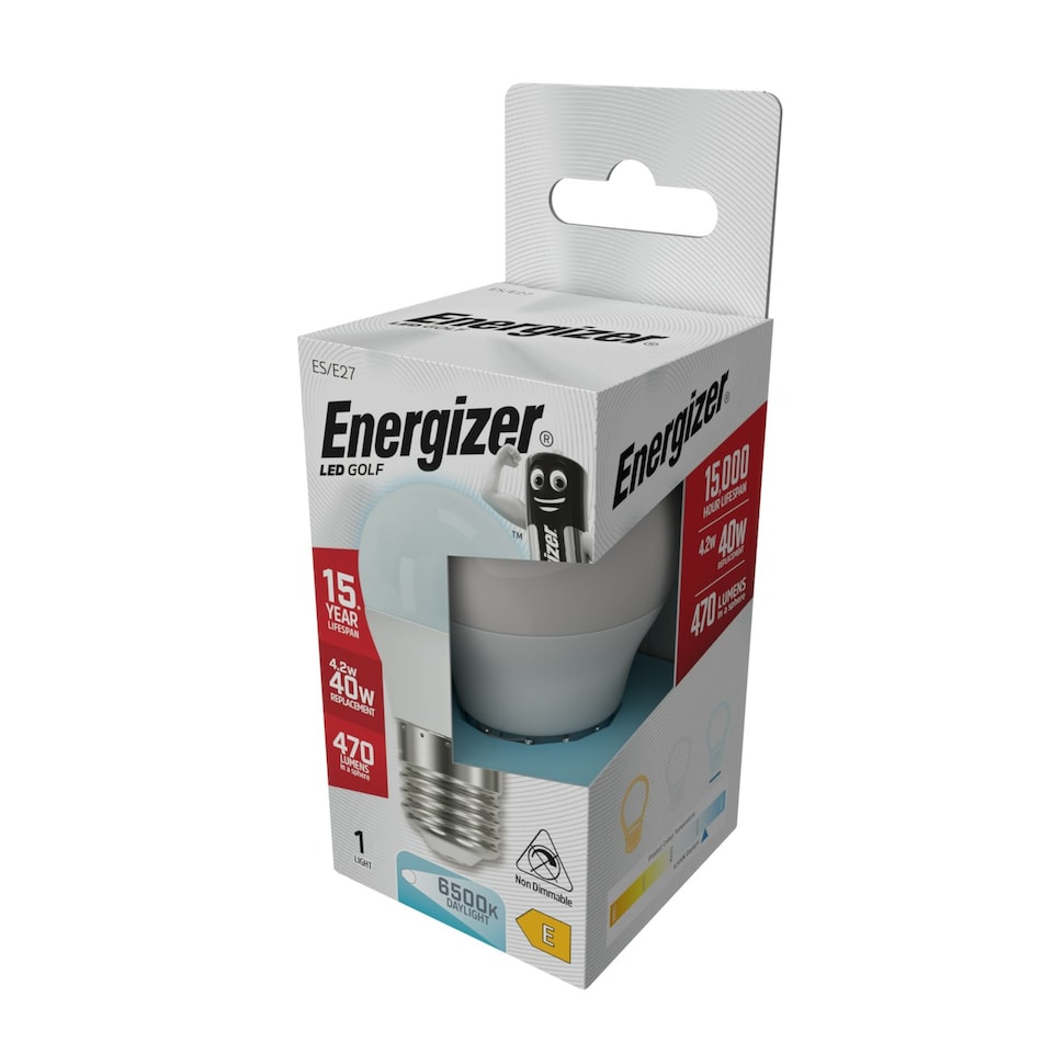 image 1 of Energizer LED Golf Ball E27 470lm 4.2W 6500K (Daylight) Light Bulb - Pack of 4