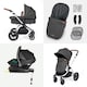 image 5 of Stomp Luxe 2-in-1 Pram – Birth to Approx. 4 Years, Foldable, All-Terrain, Rain Cover, Footmuff, Puncture-Proof Wheels & More (Silver/Charcoal Grey/Tan)