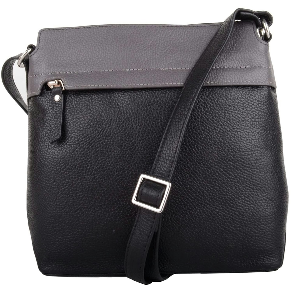 image 1 of Genuine Soft Leather Crossbody Shoulder Two Toned Handbag Brown | Fawn