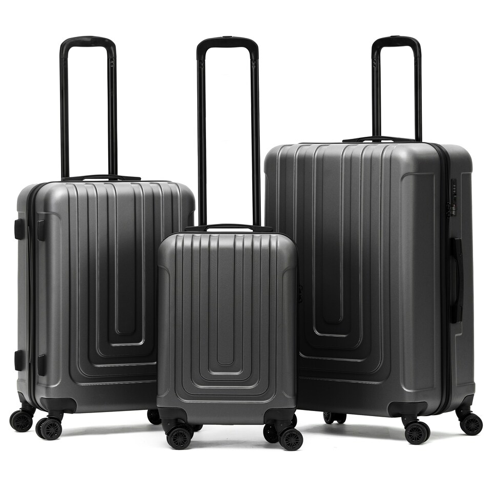 image 1 of Flight Knight Premium Lightweight Suitcase - Built-in Side Lock with USB Port - 8 Spinner Wheels - Hard Shell Carry On Or Check in Luggage 100 Airlines Approved Black | Large