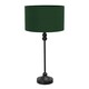 image 3 of ValueLights Maggie Black Metal Candlestick Slim Table Lamp with Forest Green Fabric Drum Lamp Shade