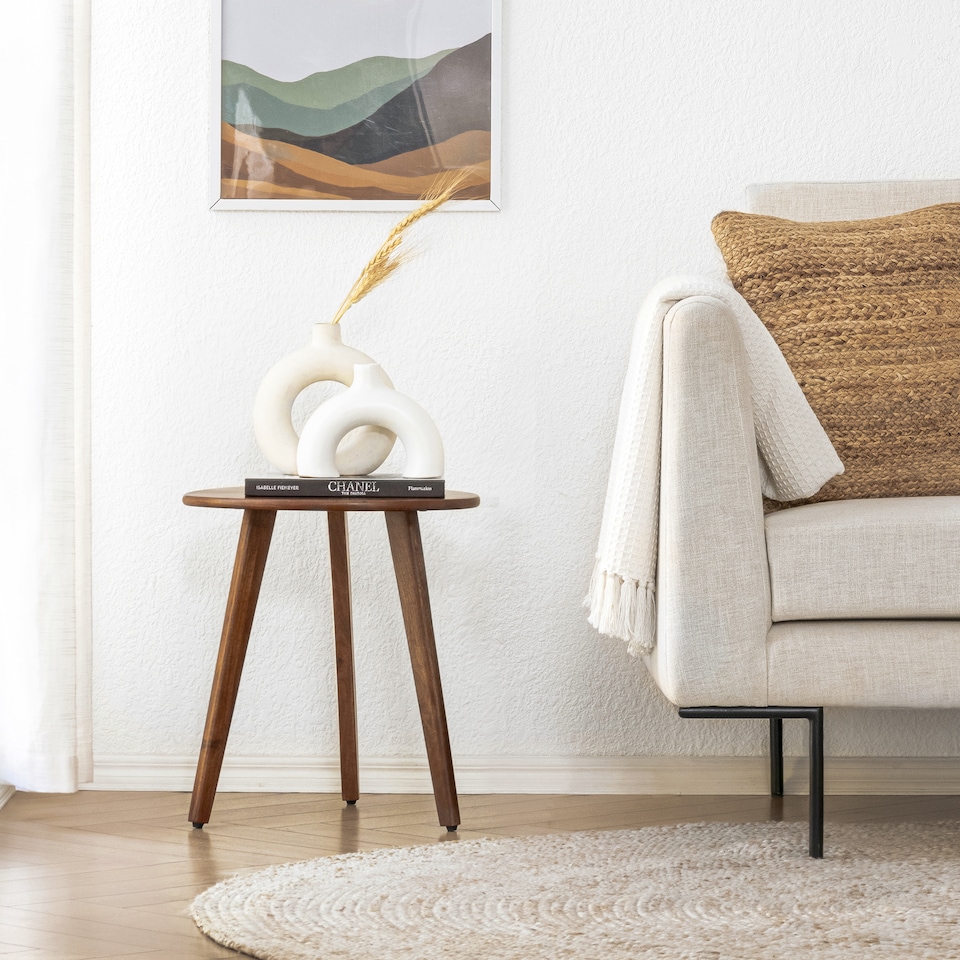 image 1 of MH London Armstrong Triangle Side Table Solid Mango Wood End Table
