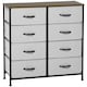 image 1 of HOMCOM 8 Drawer Fabric Chest of Drawers w/ Wooden Top for Hallway Grey
