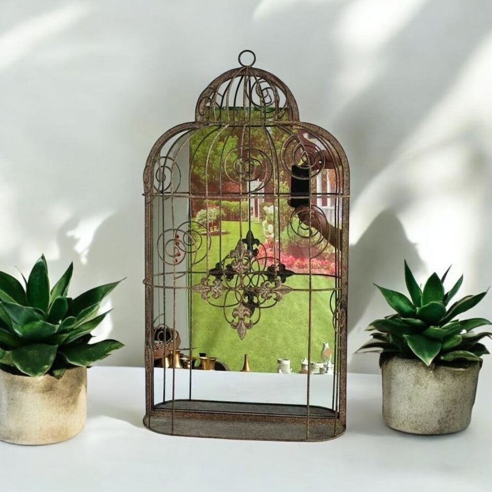 image 1 of Garden Mirror Cage - Metal - L11 x W40 x H73 cm