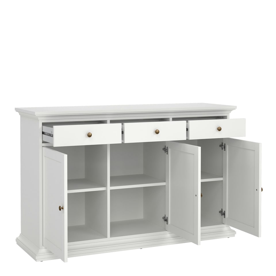 image 1 of Paris Sideboard with 3 doors and 3 drawers in White White