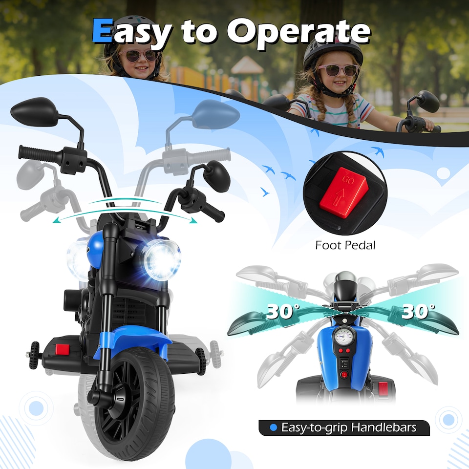 Costway Kids Electric Motorcycle 6V Battery Powered Ride on Toy - Tesco ...