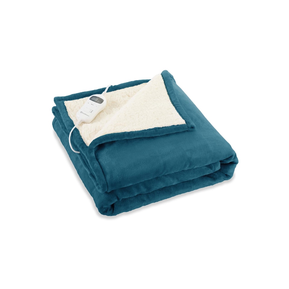 image 1 of Rediffusion Electric Blanket, CosySnug, Luxury, 160x120cm, Soft Flannel and Plush Teddy Fleece, Digital Remote, Energy-Efficient 120W, Machine Washable, Teal - RED160120TT