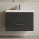 image 3 of Balterley Wall Hung Bathroom 2 Drawer Vanity Unit and 1 Tap Hole Ceramic Basin, with Handles | Black
