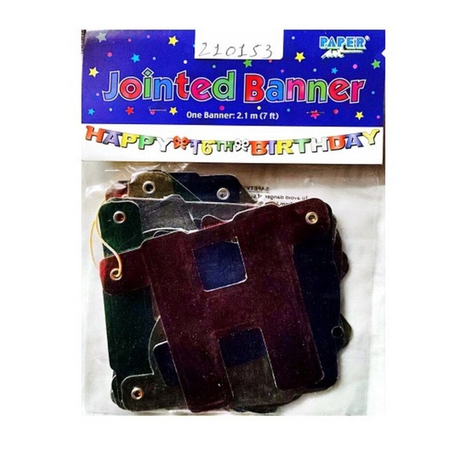 Paper Art 16th Birthday Jointed Banner - Multicoloured - One Size