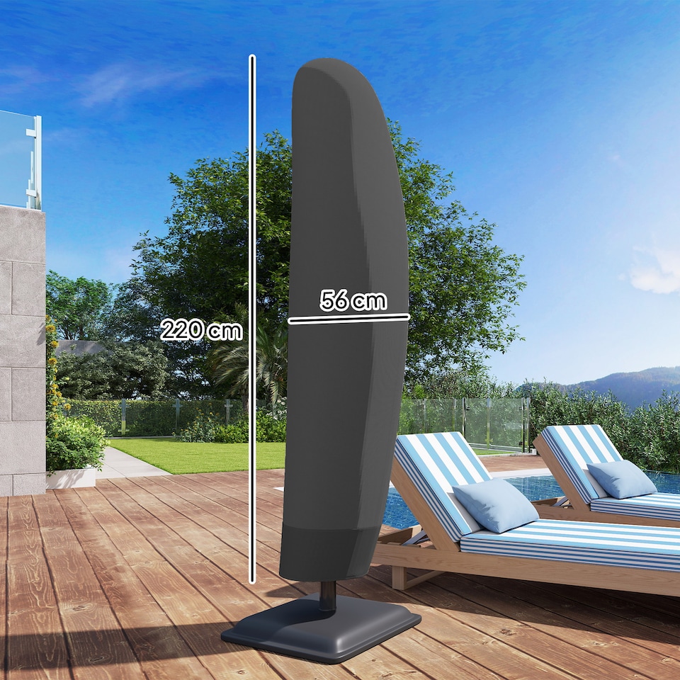 image 1 of Outsunny Parasol Cover, Patio Cantilever Cover, Banana Umbrella Cover Black | Black | Black | Φ56 x 220 cm | 1