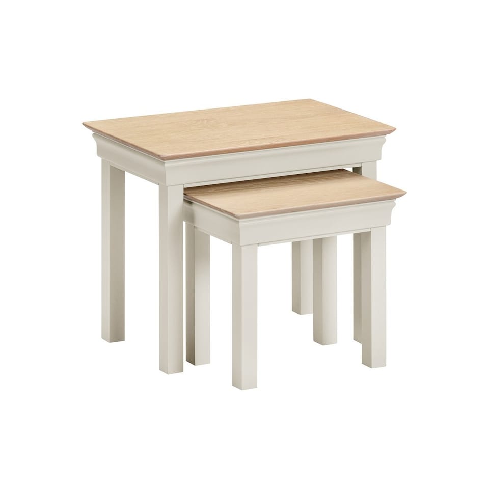 image 1 of Bordeaux Nest of 2 Tables - Ivory - Oak