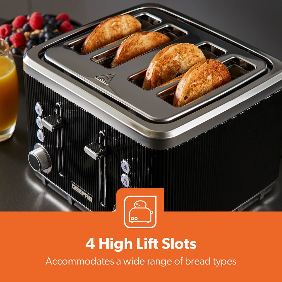 image 1 of GEEPAS 4 Slice Toaster | 1860W Black