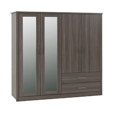 Lisbon 4 Door Wardrobe - L53.5 x W157 x H187 cm - Black Wood Grain Black