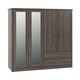 image 1 of Lisbon 4 Door Wardrobe - L53.5 x W157 x H187 cm - Black Wood Grain Black