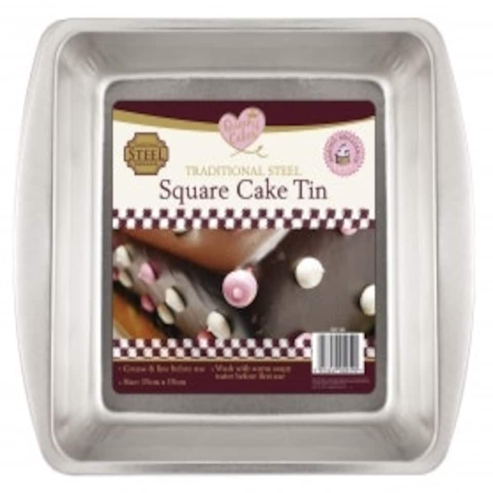 image 1 of Square Cake Tin Traditional Steel Bakeware Queen Of Cakes Baking Brilliance QC1149