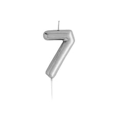 Metallic Silver Number 7 Shaped Candle