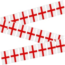 10m/33ft England St George Flag Bunting for FIFA 2026 World Cup – 25 St George Cross PVC Flags 20 x 30cm Double Sided