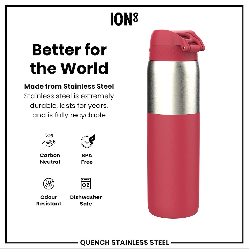 image 1 of Leak Proof 1 Litre Water Bottle, Stainless Steel, 1200ml (40oz)