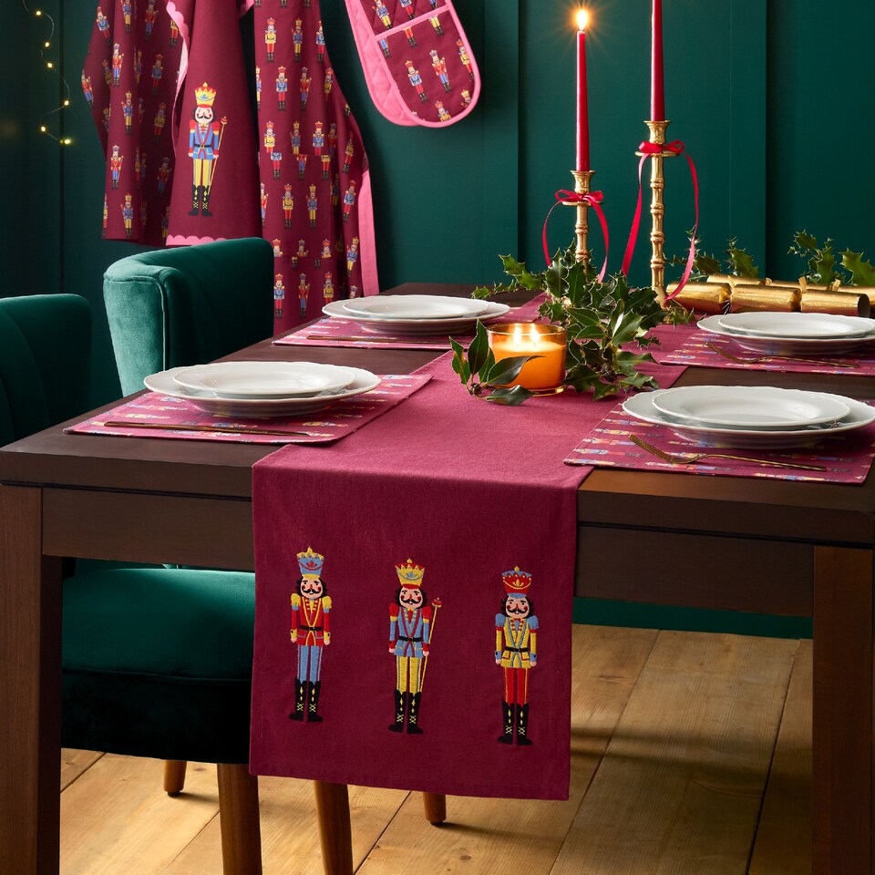 image 1 of Catherine Lansfield Christmas Nutcracker Cotton Dining Table Runner