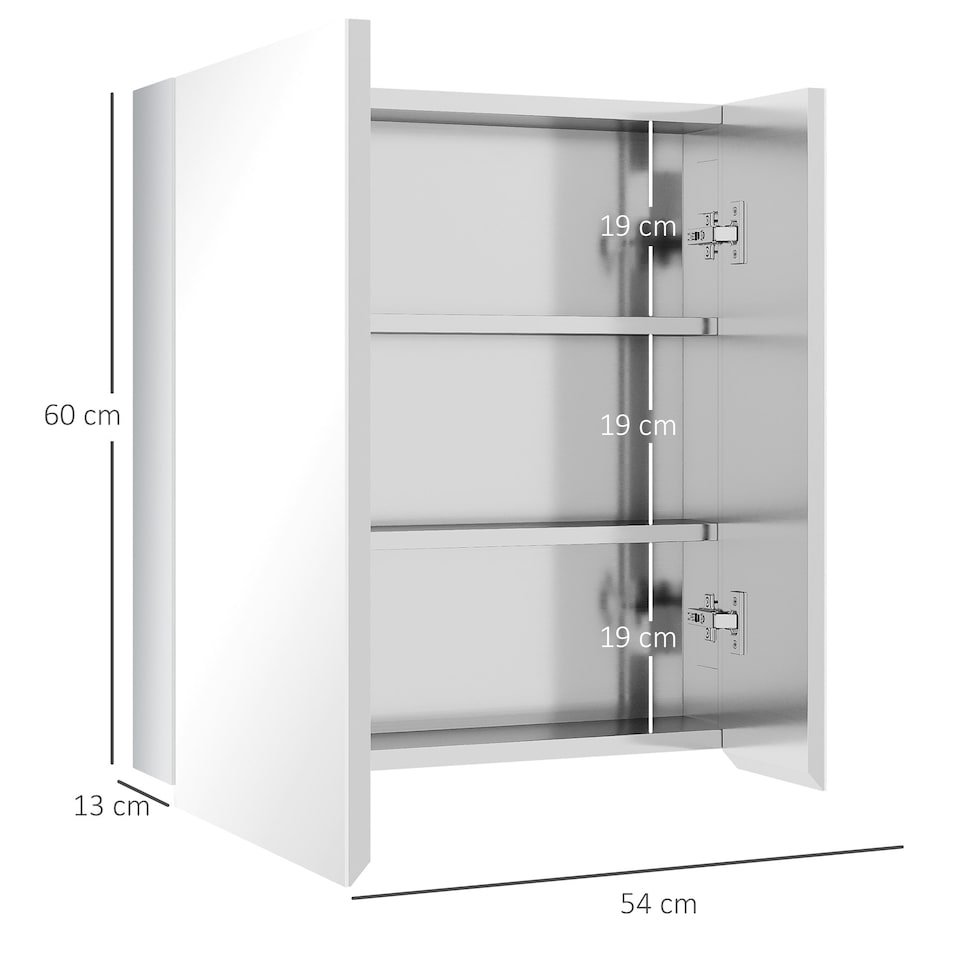 image 1 of kleankin Medicine Cabinet with Mirror, Wall-Mounted Mirror Cabinet