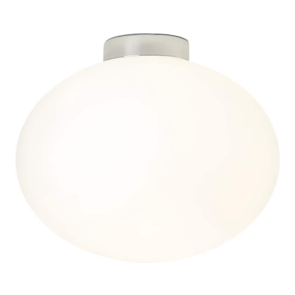 image 1 of CGC FRAZER White Opal Glass Surface Mount Round Ceiling Light Chrome Finish White