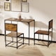 image 3 of COSTWAY 3 Piece Dining Table Set Industrial Rectangular Kitchen Table-Brown