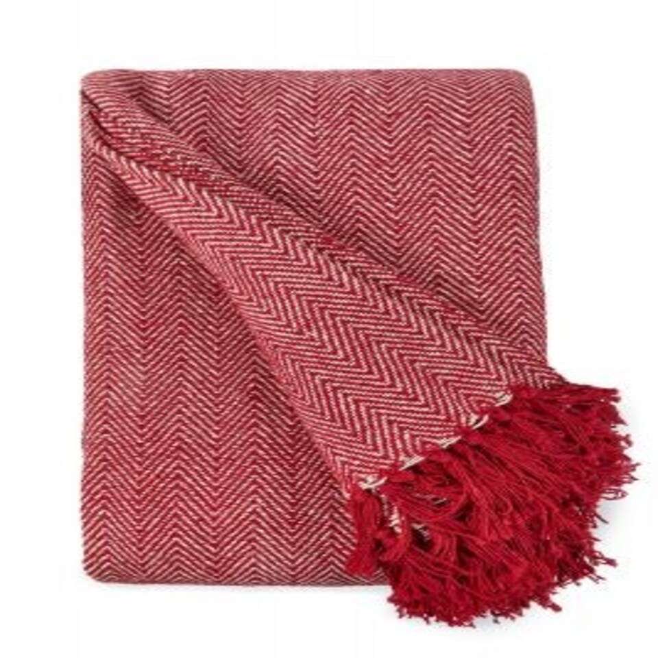 image 1 of Hartley Collection Recycled Cotton Throw in Red (90" x 100") Red | Red