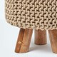 image 4 of Homescapes Linen Tall Cotton Knitted Footstool on Legs