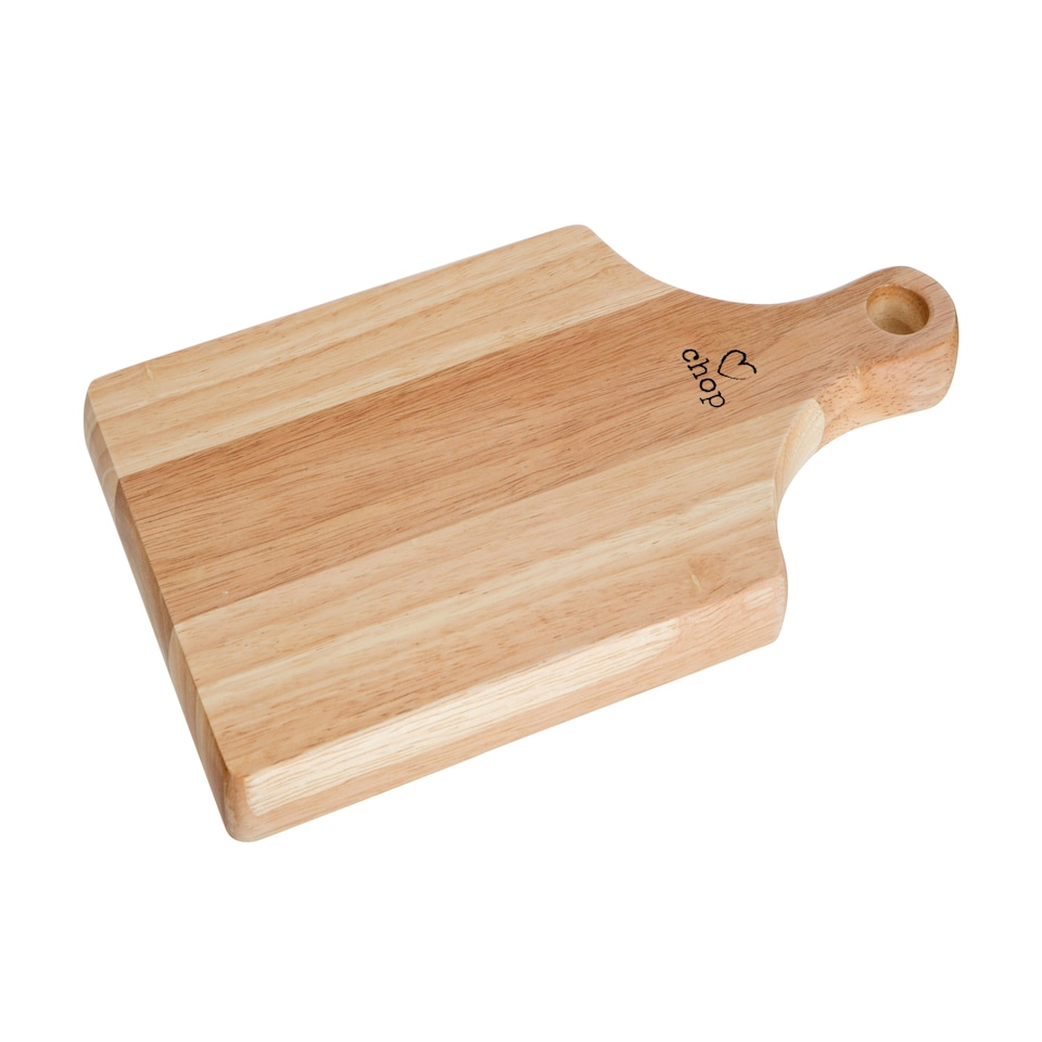 image 1 of Interiors by Premier Small Rubberwood Paddle Chopping Board, Cutting Board for Kitchen, Stylish Natural Wood Chopping Board