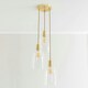 image 1 of ValueLights Kira Glass Dome 3 Drop Cluster Brushed Gold Ceiling Pendant Light with Bulbs Gold