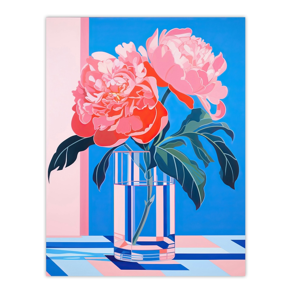 image 1 of Perfect Peonies Flower Blooms Glass Vase Home Decor Black Framed Wall Art Print A4