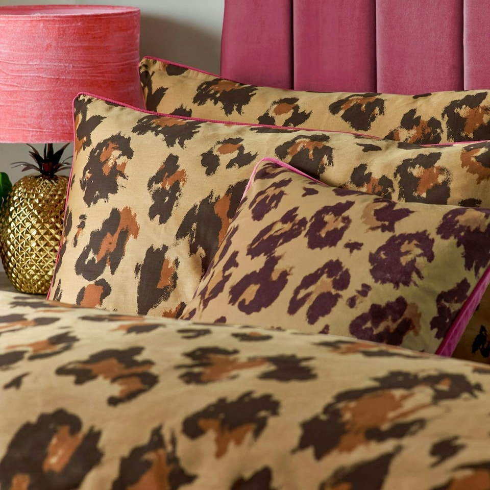 image 1 of furn. True Leopard Printed Super King Duvet Cover Set | Multi | Super King