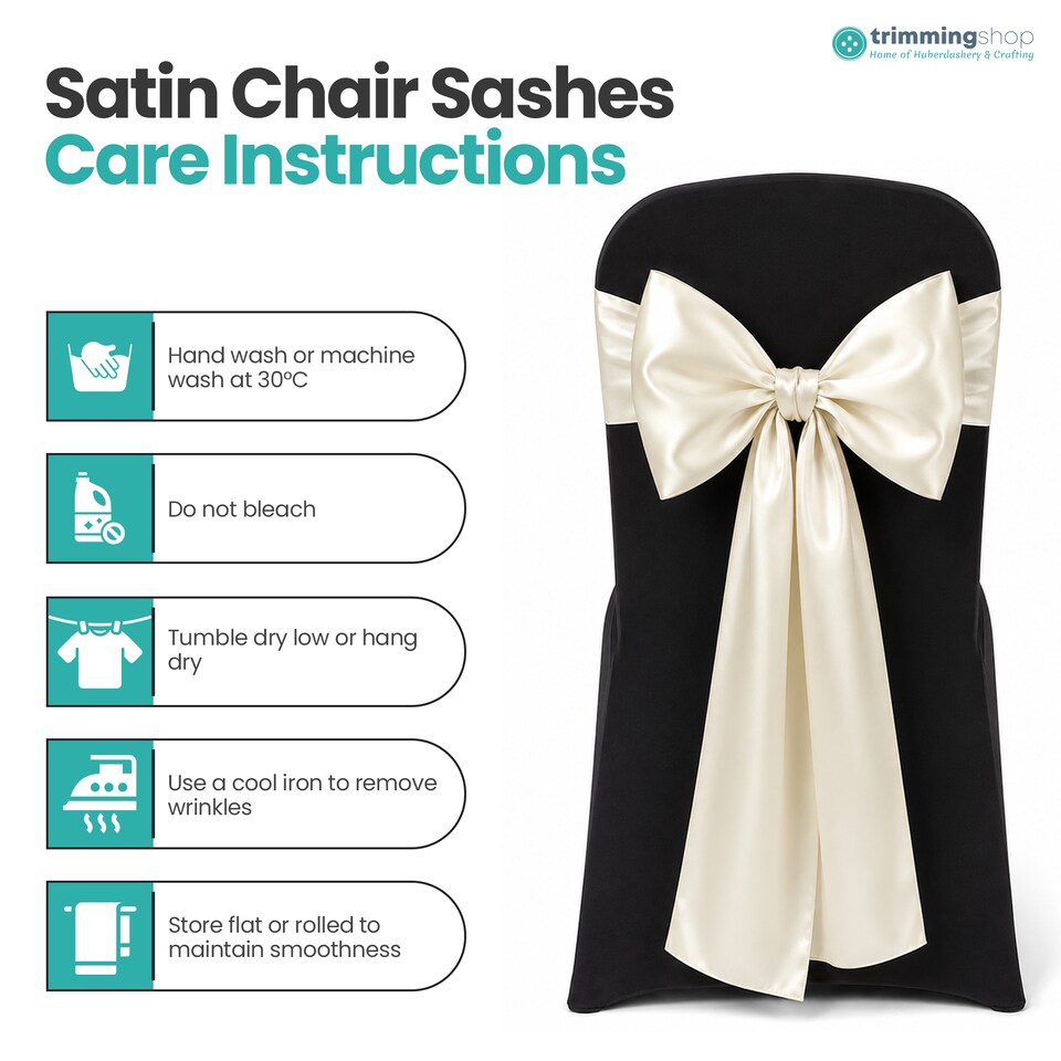 image 1 of 7"x108" Satin Chair Sash, Chair Sashes Hammed Edges Bow Tie - 1pc