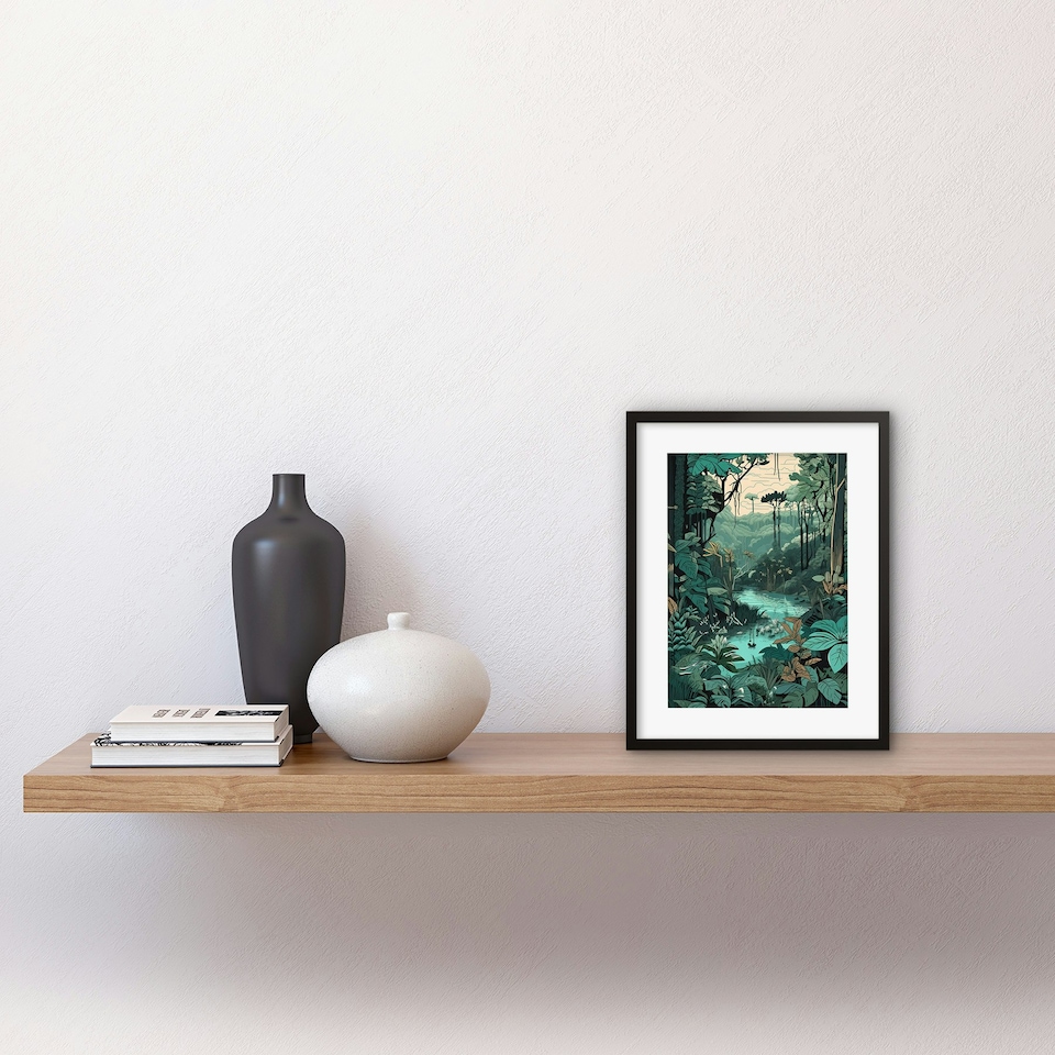 image 1 of Amazon Rainforest Flora Landscape 9x7" Black Framed Wall Art Print