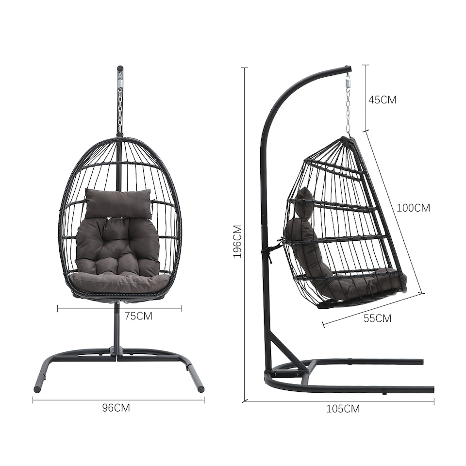 image 1 of Living and Home Outdoor Swing Chair Garden Sanctuary Hanging Egg-Shaped Chair