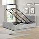 image 2 of 4ft6 Light Grey Brushed Velvet Gas Lift Ottoman Bedframe
