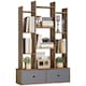 image 1 of HOMCOM Tree Bookshelf, 12-Tier Floor Standing Bookcase with 2 Foldable Drawers, Freestanding Book Shelf Storage Display Shelving Unit for Living Room, Home Office, Bedroom, Rustic Brown