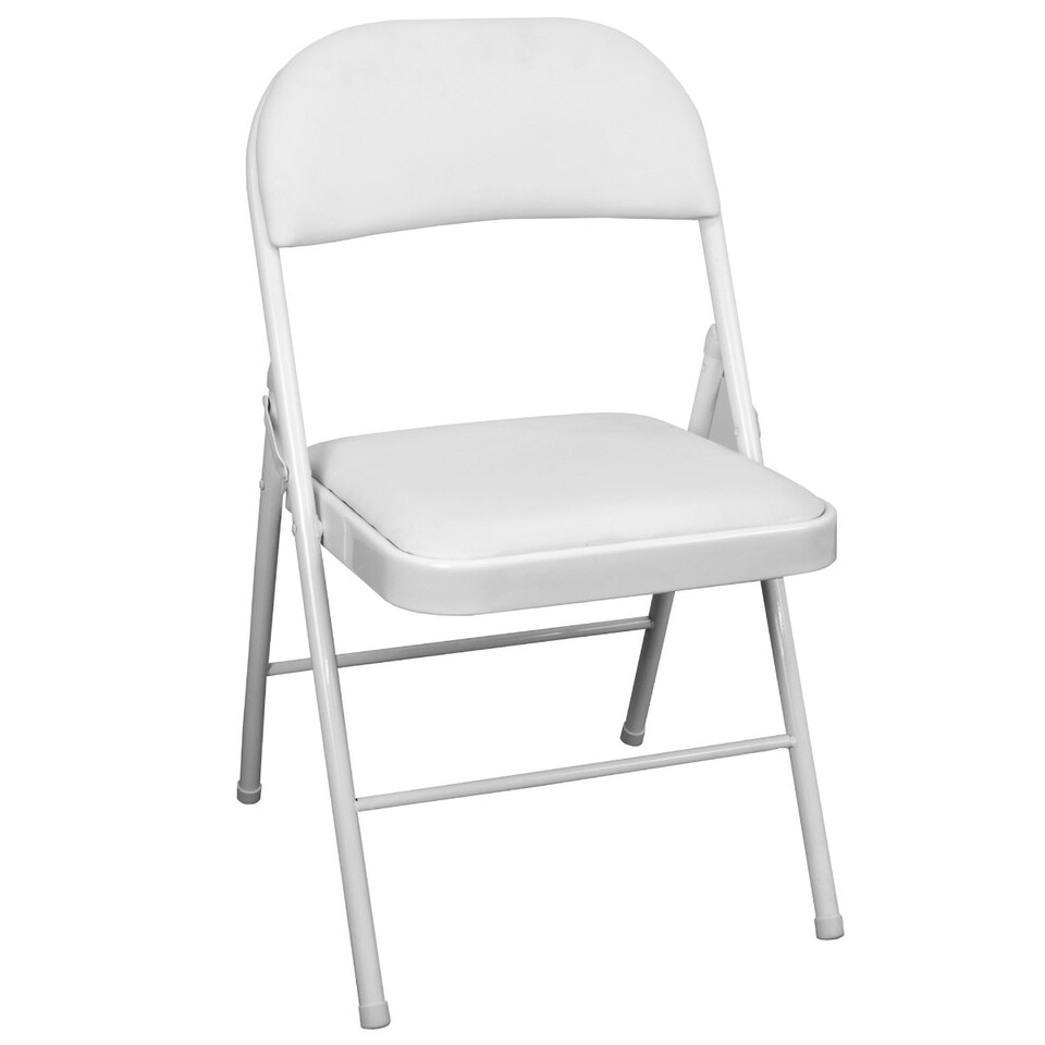 image 1 of TekBox White Folding Faux Leather Chair