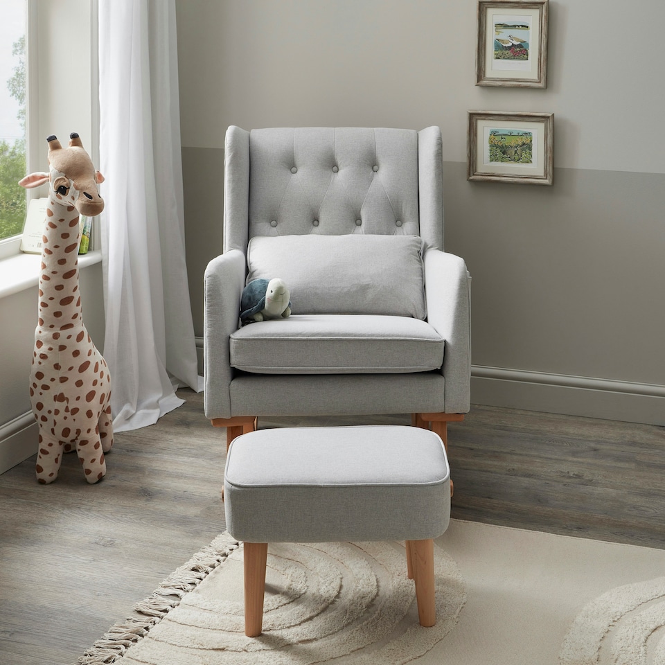 image 1 of Babymore Lux Nursing Chair with Stool - Grey Grey