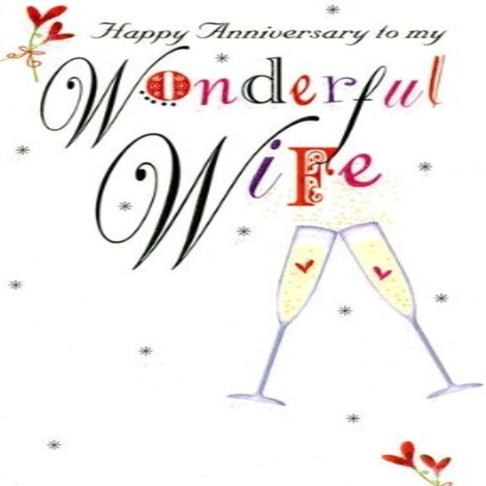 image 1 of Second Nature 'Champagne Glasses' Wife Anniversary Cards