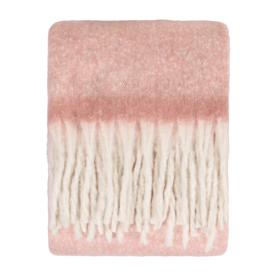 image 1 of Furn Cozy Woven Tasselled Throw | Pink | Pink | 1