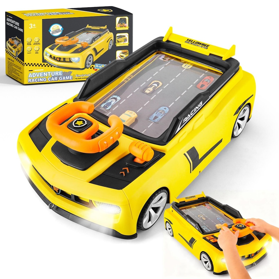 image 1 of Simulation Racing Car Game Toy for Kids - Interactive Driving Game with Steering Wheel, Lights & Sounds