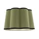 image 1 of Olive Green Linen Scallop Drum Lamp Shade with Black Cotton Trims Green