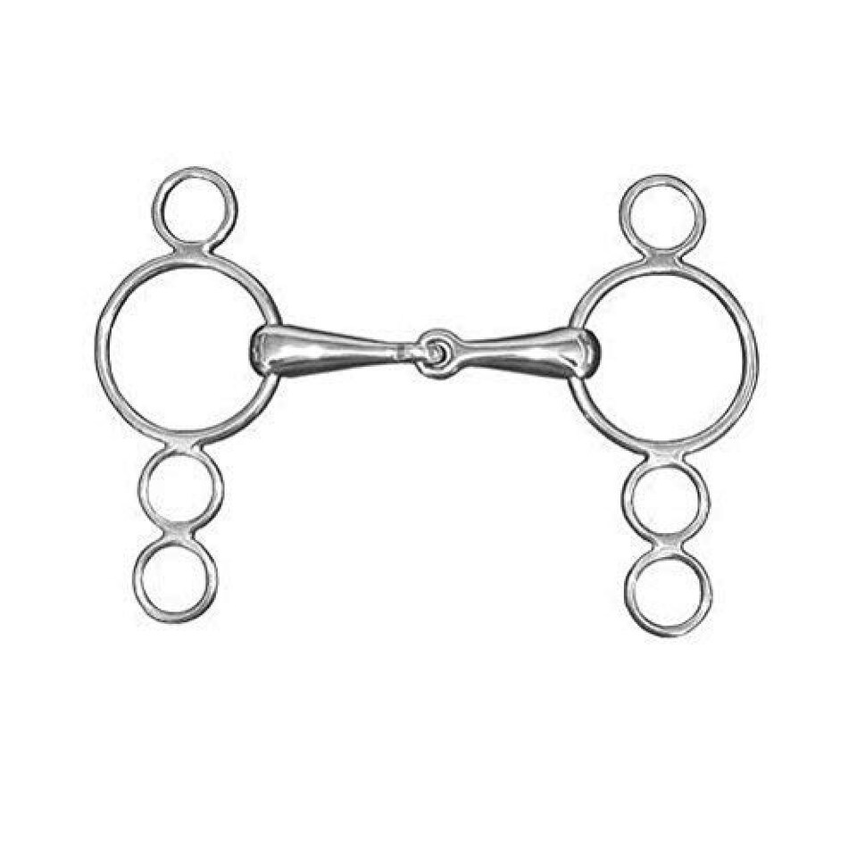 Lorina Single Jointed 3 Ring Horse Gag - Silver - 4.5in